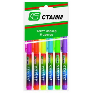 Комплект маркеров текстовыделителей 6 цветов