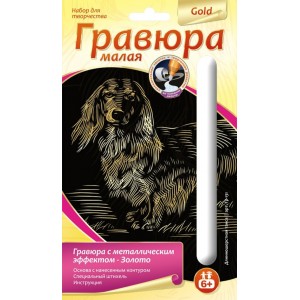 Набор для творчества гравюра маленькая золотая  "Длинношерстная такса"